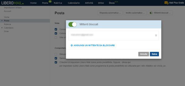 sblocco mittente email libero