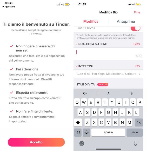 Linee guida Tinder
