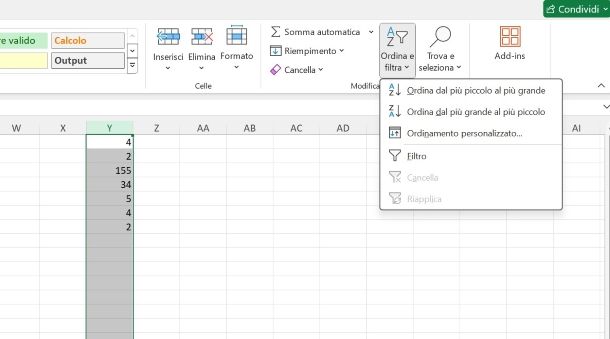 Come ordinare numeri in ordine alfabetico su Excel