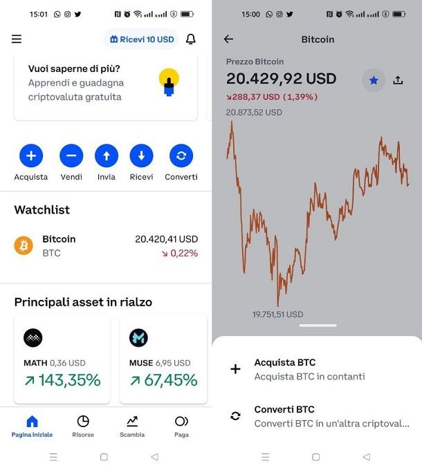 coinbase prelievo