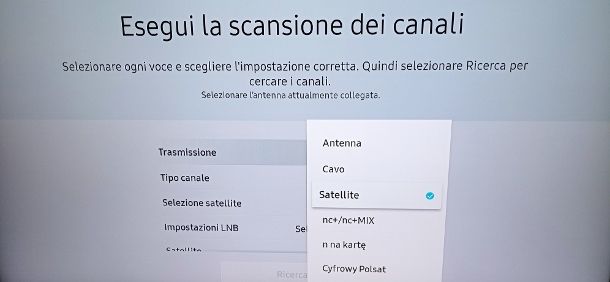 Sintonizzazione satellite Smart TV Samsung