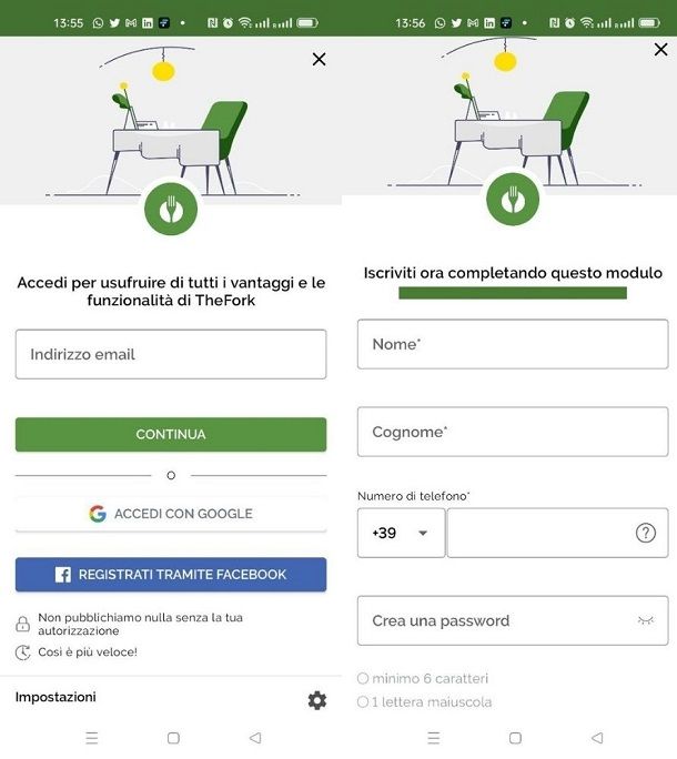thefork registrazione
