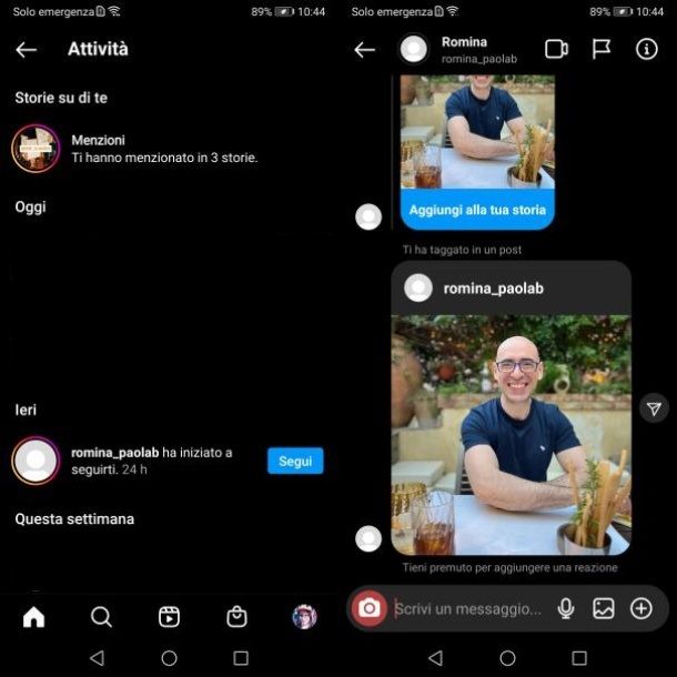 Menzioni IG app