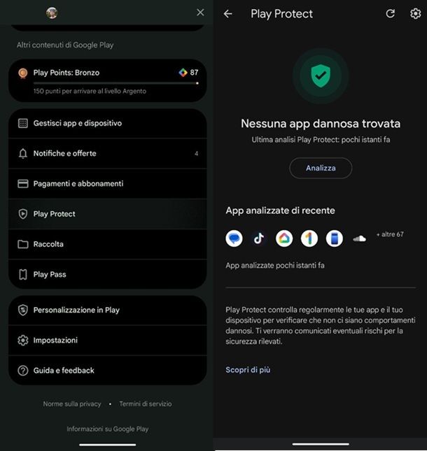 Come rimuovere malware da Android Play Protect