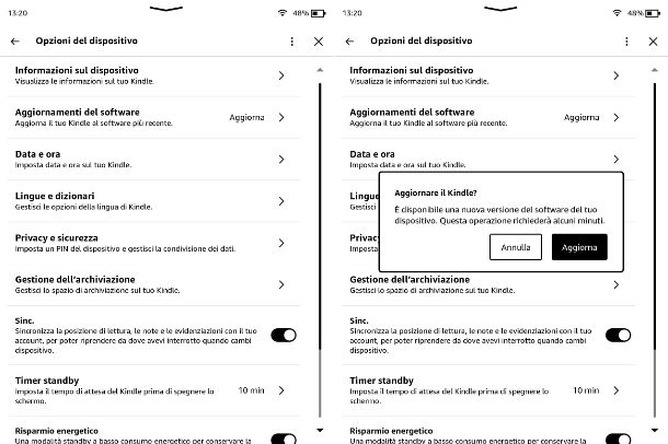 Aggiornamento Kindle