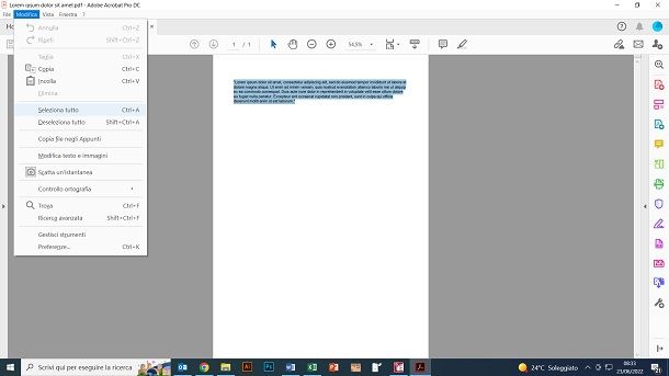 Come selezionare tutto il testo su PDF