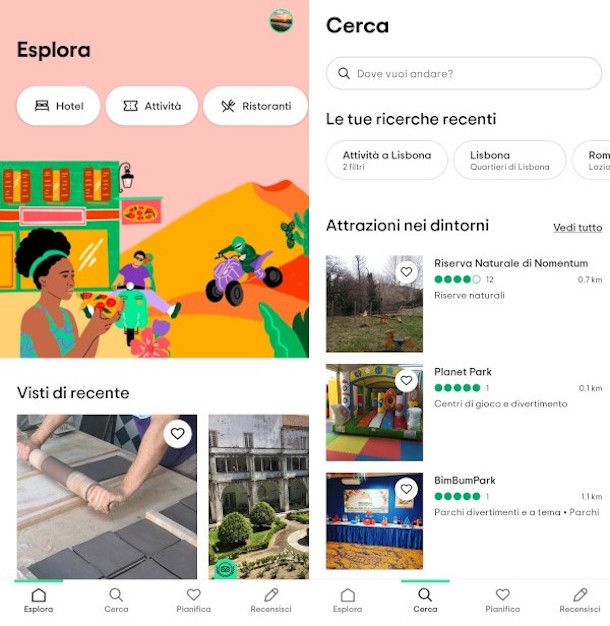 funzioni di ricerca su app TripAdvisor