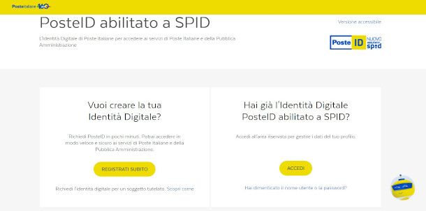 schermata di accesso a PosteID