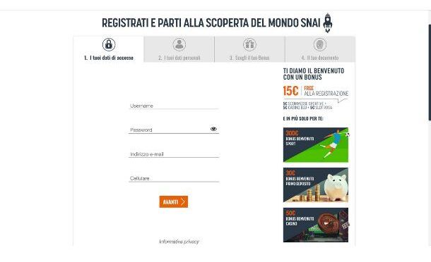 Registrazione Snai