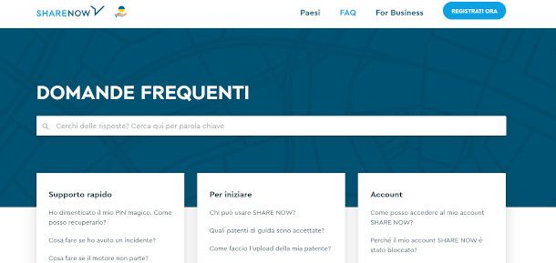 FAQ sito Share Now