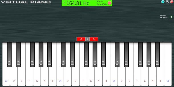 interfaccia app Virtual Piano per Windows