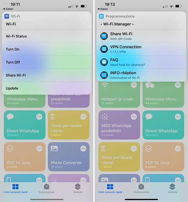 Comandi rapidi iPhone Wi-Fi