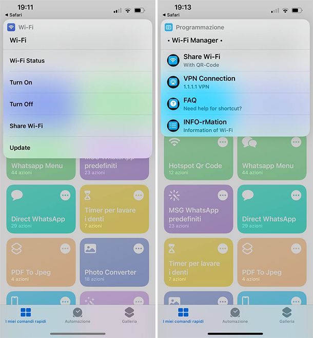 Comandi rapidi iPhone Wi-Fi