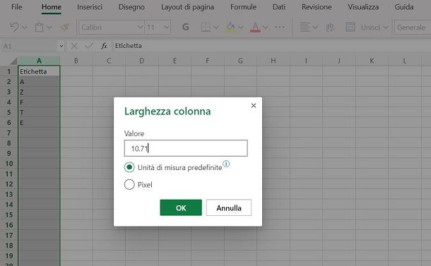 Come allargare cella Excel