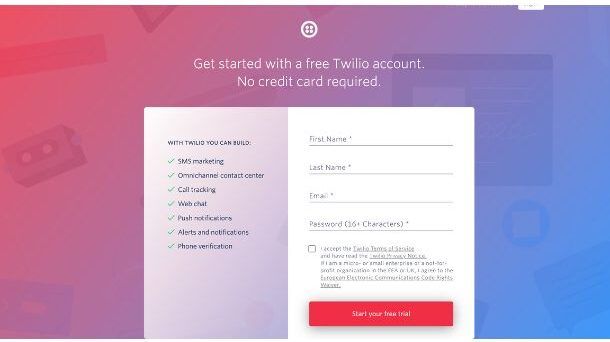 Registrazione Twilio