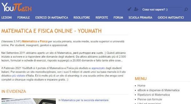 Home Page sito YouMath