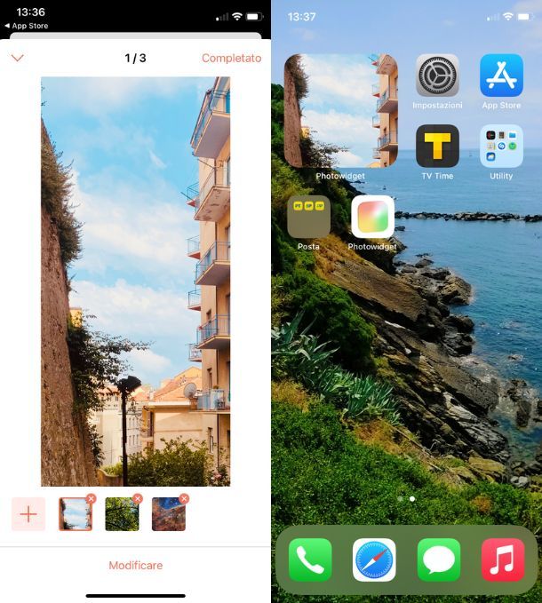 App widget foto personalizzabile iOS