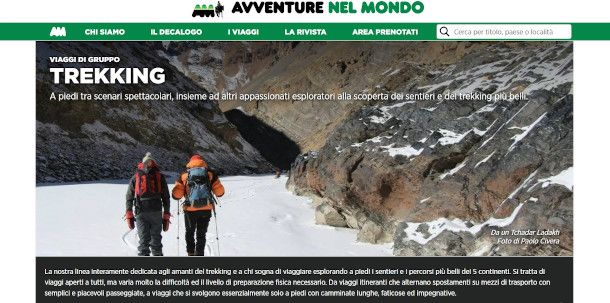 pagina dedicata al trekking sito viaggi e avventure nel mondo