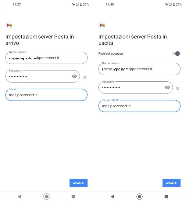 Configurazione account Postecert in Gmail