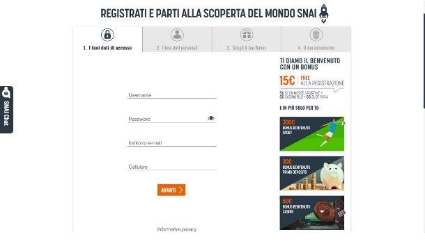 Registrazione Snai