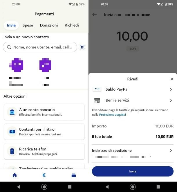 Pagamento tramite app PayPal