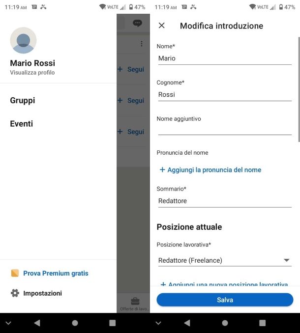 LinkedIn per Android