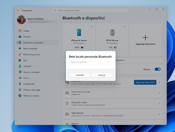 Come fare da hotspot al PC con Bluetooth