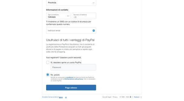 Come effettuare pagamento PayPal senza registrazione