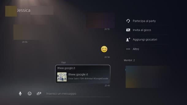 Come andare su Internet PS5 dai messaggi personali