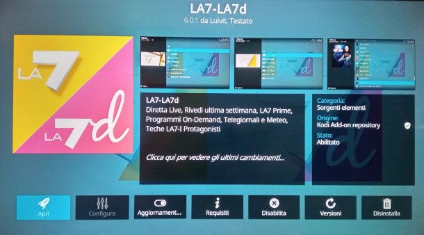 Add-on Kodi per vedere i canali la7 su Amazon Fire TV 