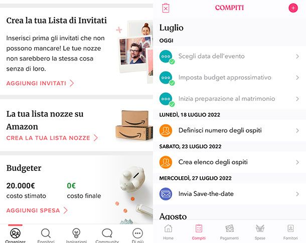 App per matrimonio