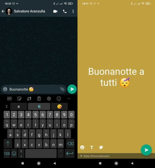 Augurare buonanotte su WhatsApp Android
