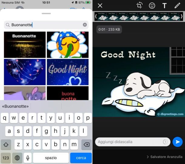 Inviare buonanotte su WhatsApp come immagine