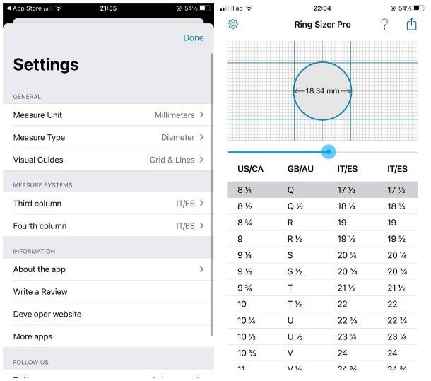 App per misurare anelli