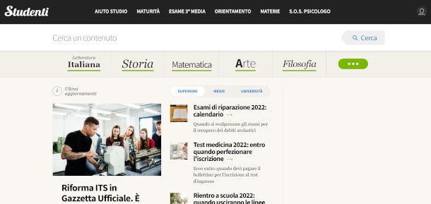 Home Page sito Studenti.it