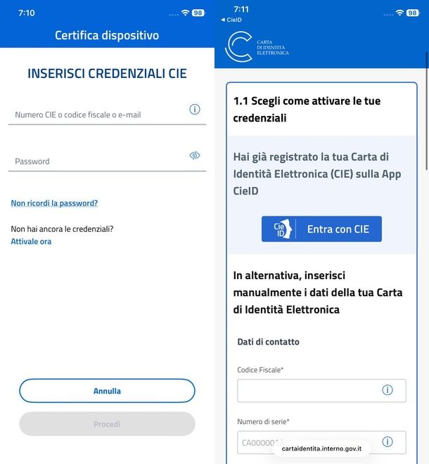 App per SPID: CIE