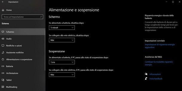 Come mettere in standby il PC automaticamente