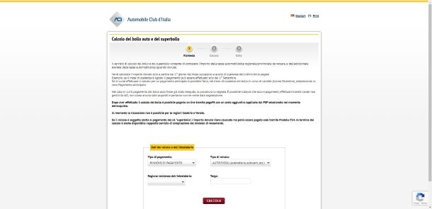 Calcolo bollo auto online