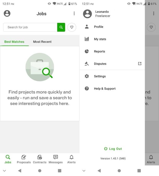 Upwork per Android