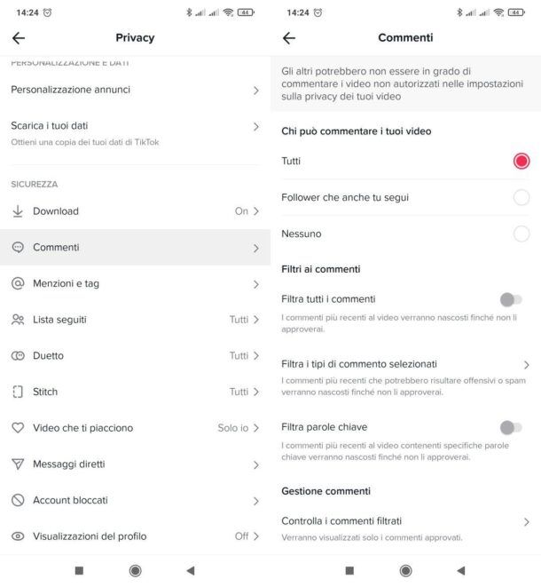 Sbloccare commenti TikTok
