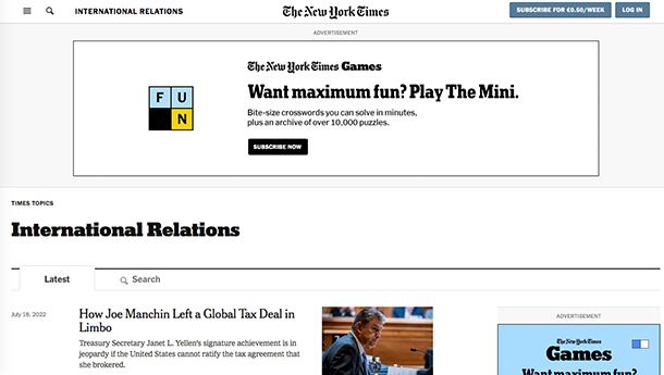 Migliori siti di geopolitica The New York Times