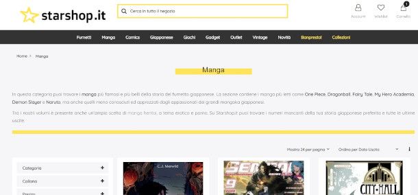 selexiona manga su sito Starshop