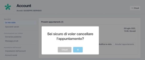 Annullare visita medica online