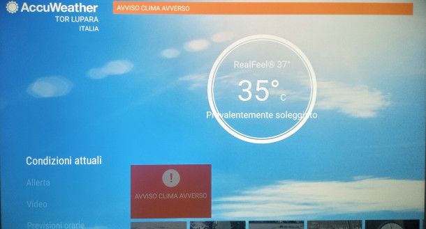 schermata app AccuWeather su Android TV