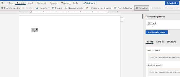 equazione di word