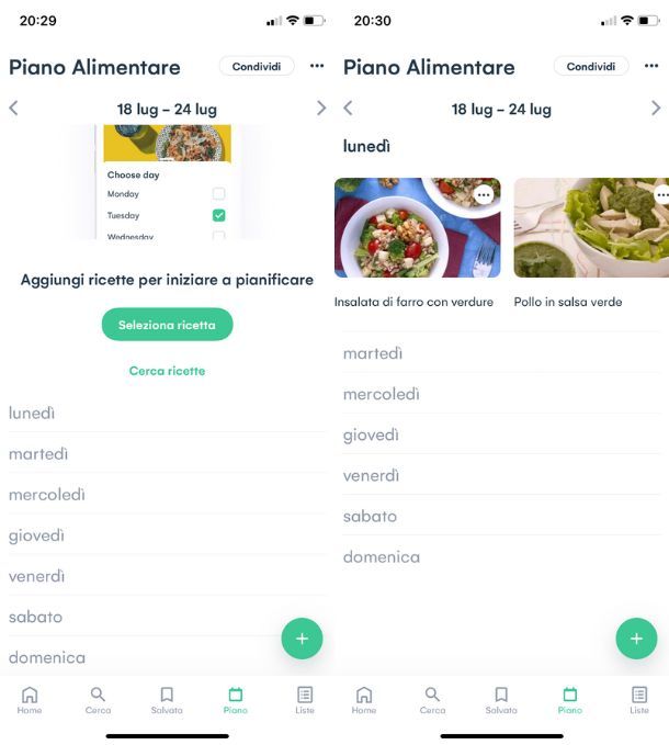 App gratuita menu settimanale