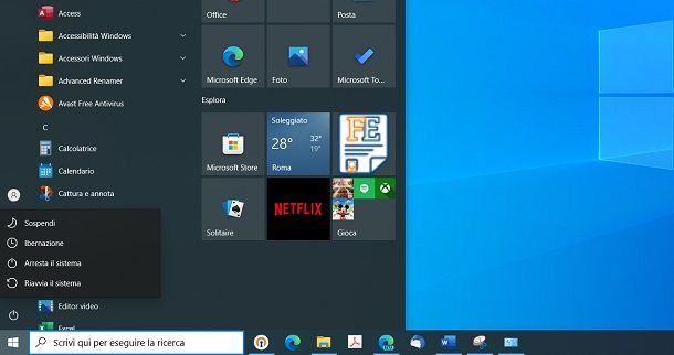 Come mettere in standby il PC: Windows 10