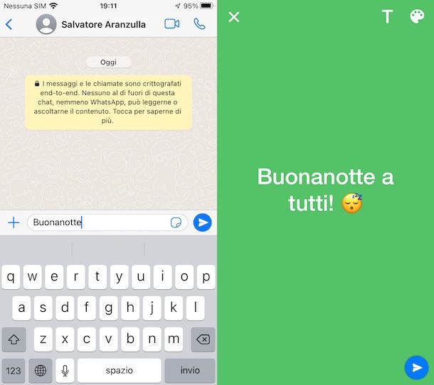 Augurare buonanotte WhatsApp su iPhone