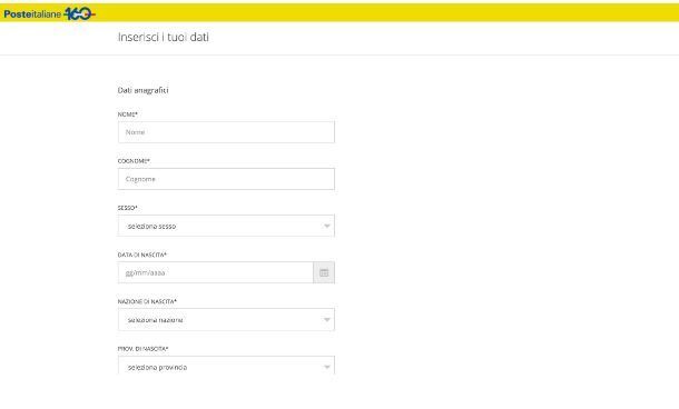 Registrazione Spid Poste