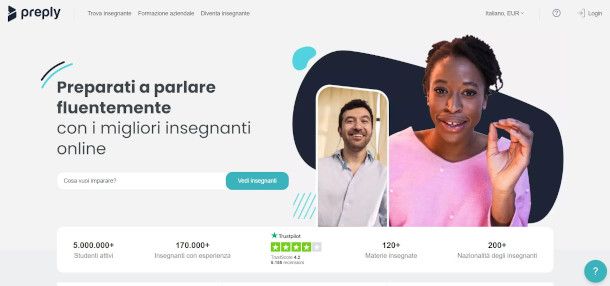 Home Page sito Preply
